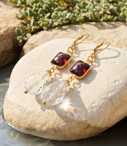 Tigers Eye And Crystal Earrings