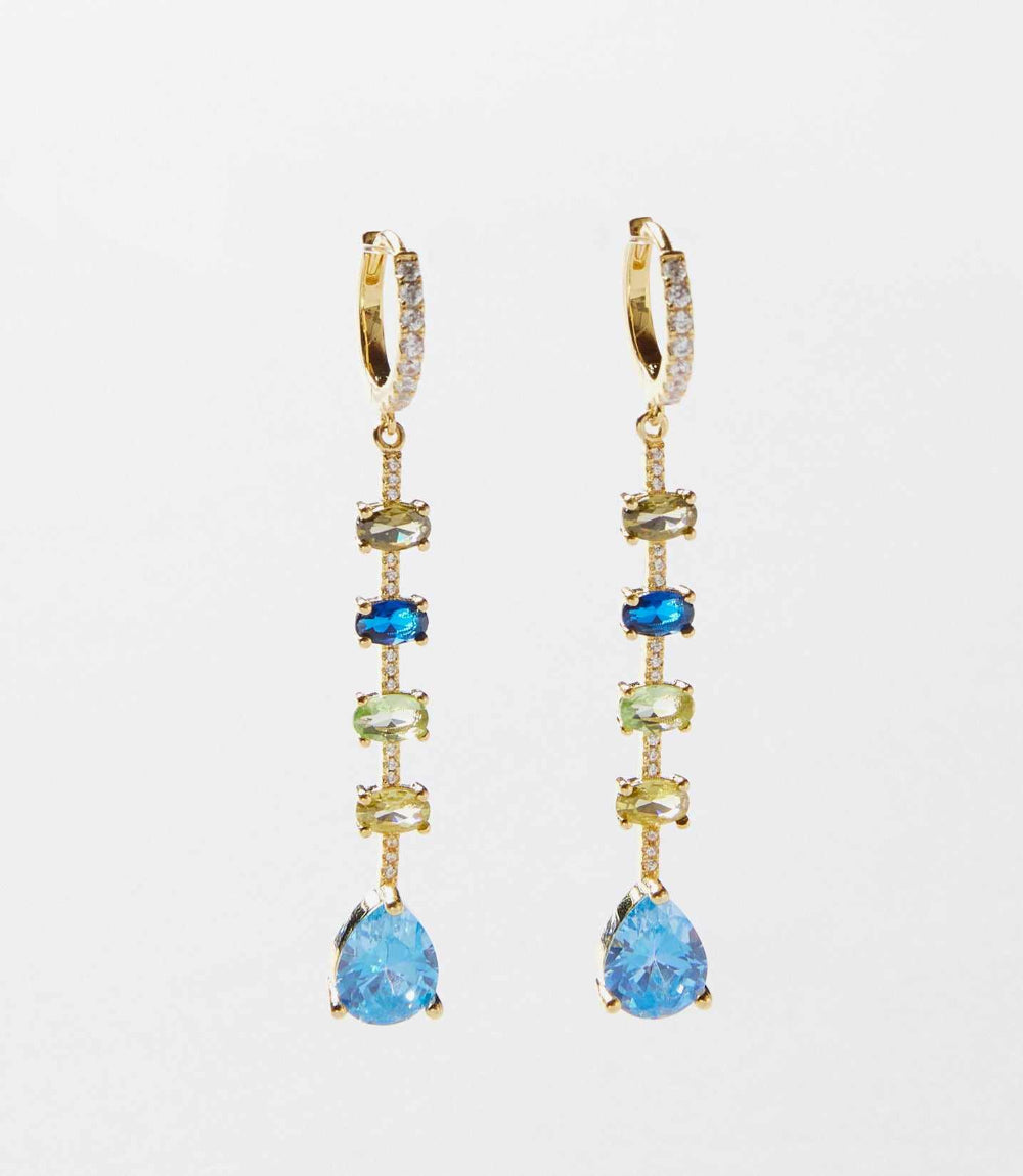 Multi Gemstone Drop Earrings