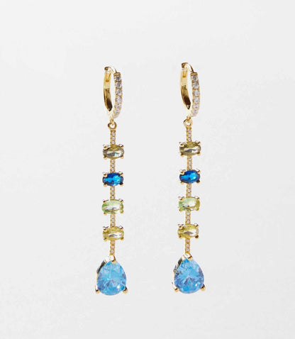 Multi Gemstone Drop Earrings