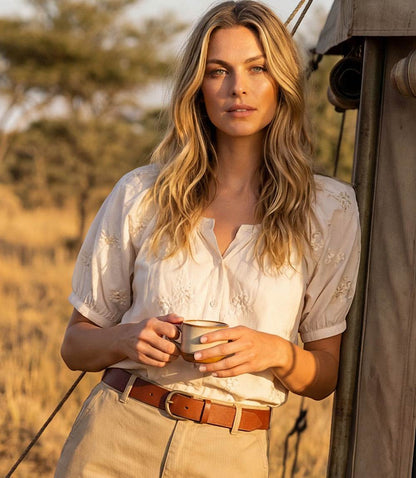 Short Sleeve Embroidered Peasant Top