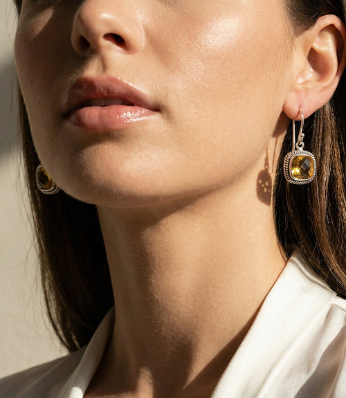 Embellished Sterling Silver Gemstone Earrings