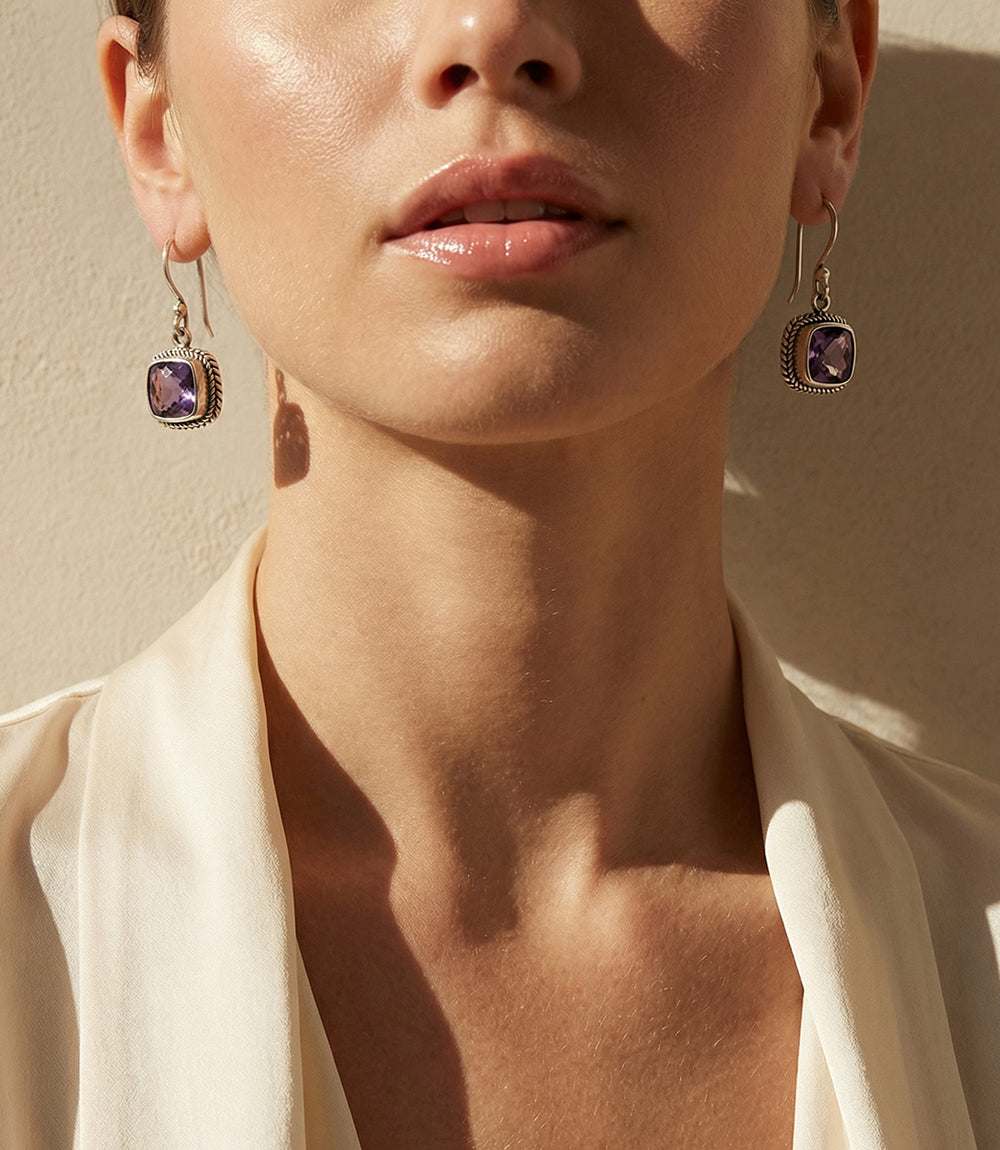 Embellished Sterling Silver Gemstone Earrings