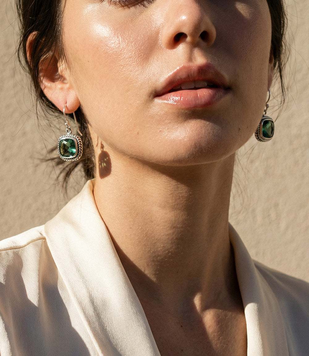 Embellished Sterling Silver Gemstone Earrings
