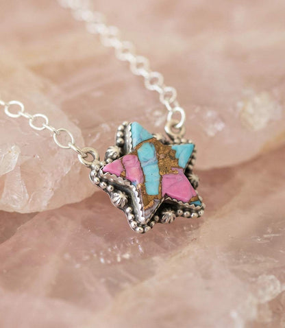 Cotton Candy Turquoise Star Necklace