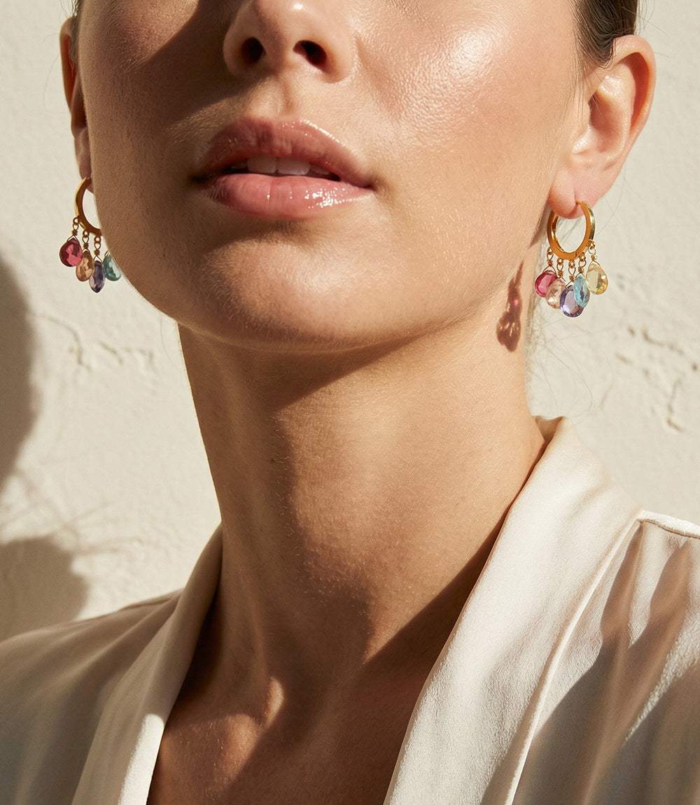 Gemstone Huggie Earrings