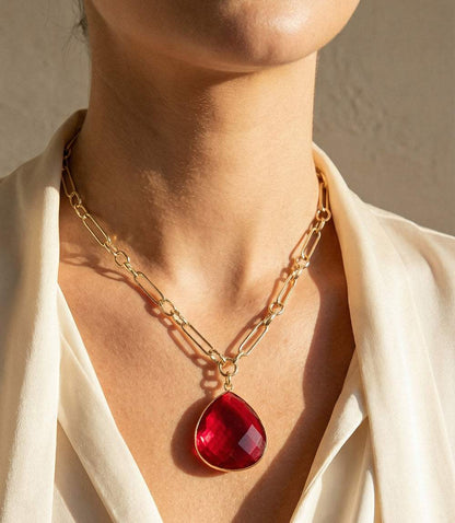 Ruby Quartz Pendant Necklace