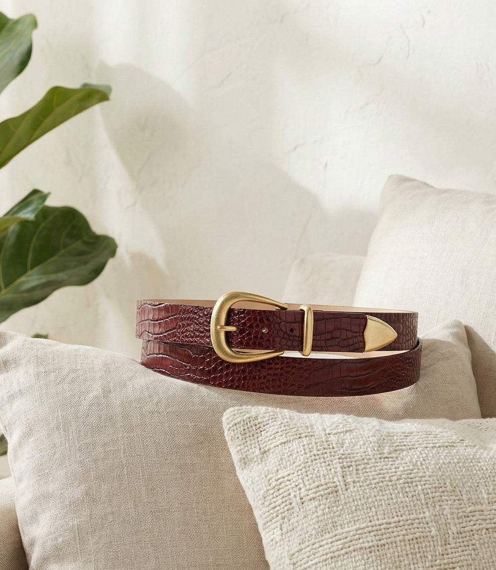 Streets Ahead Crocodile Leather Buckle Belt