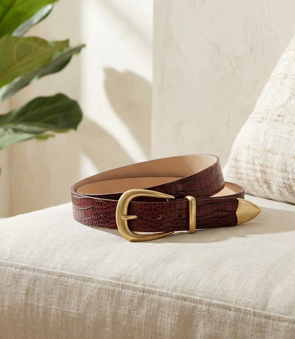 Streets Ahead Crocodile Leather Buckle Belt