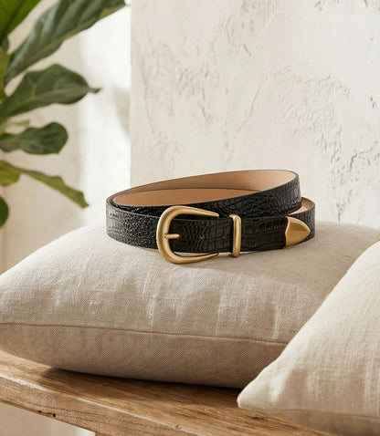 Streets Ahead Crocodile Leather Buckle Belt