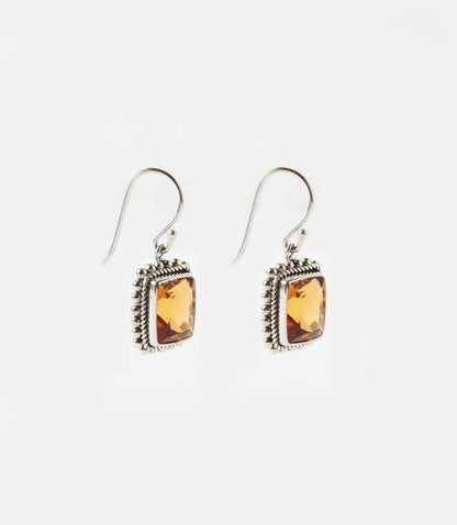 Sterling Silver Rectangular Gemstone Earrings
