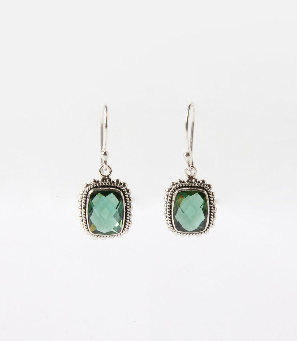 Sterling Silver Rectangular Gemstone Earrings