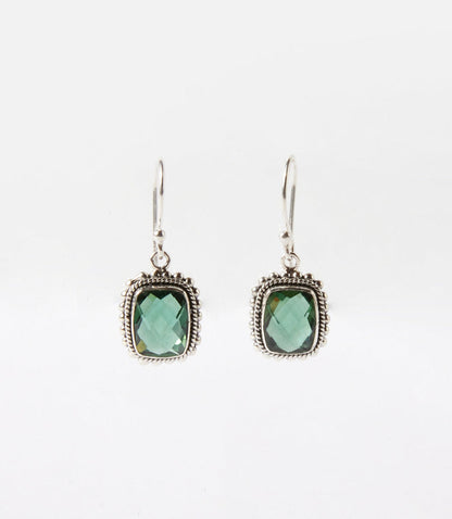 Sterling Silver Rectangular Gemstone Earrings