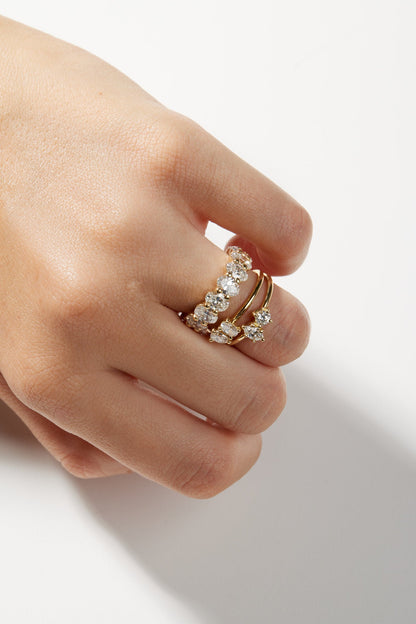 Pear Diamond and Oval Emerald Toi Et Moi Ring | 18K Yellow Gold