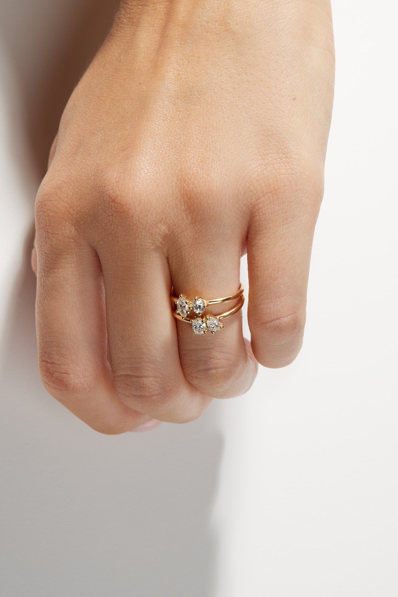 Pear and Oval Diamond Toi Et Moi Ring | 18K White Gold