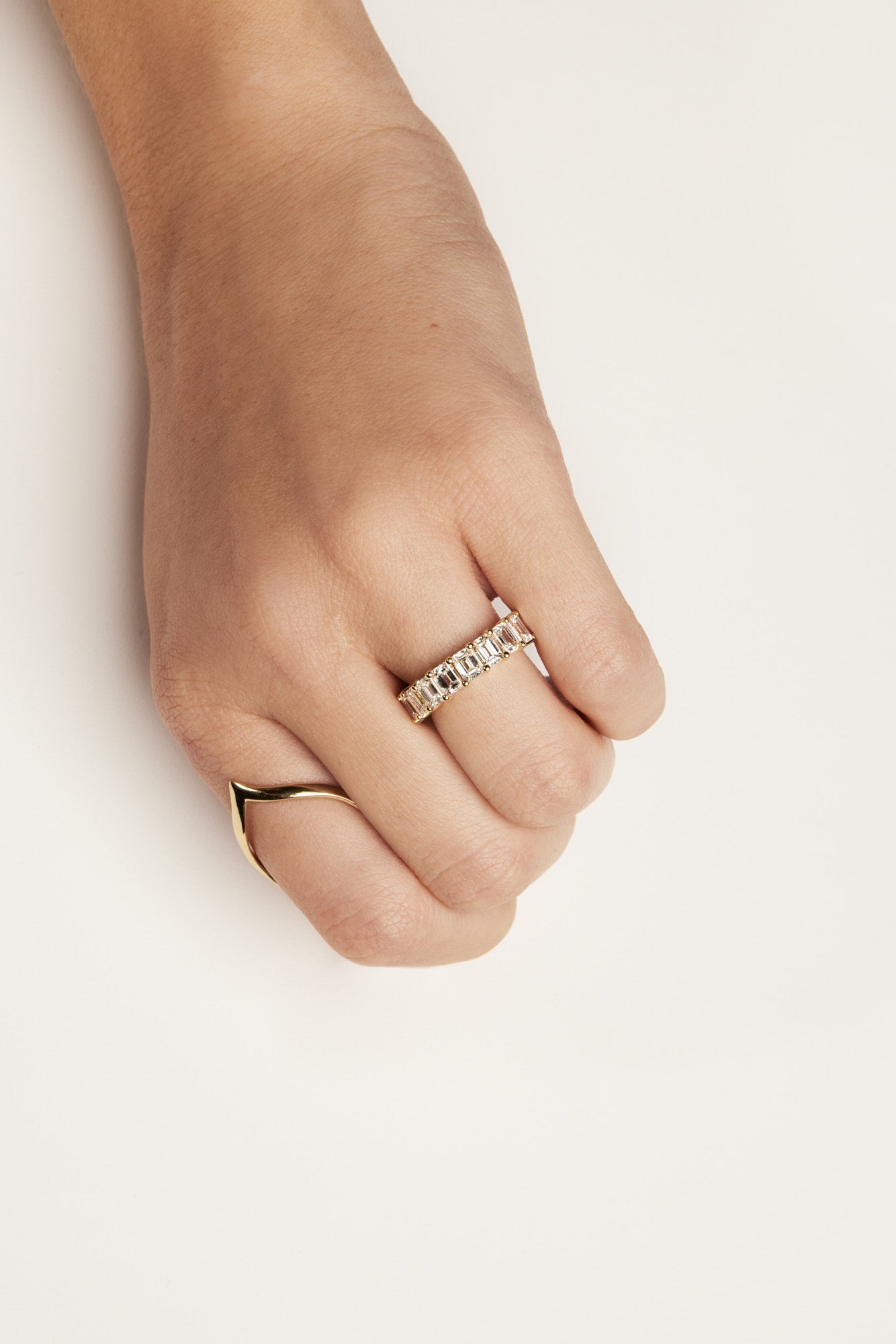 Emerald Diamond Half Band | Gold