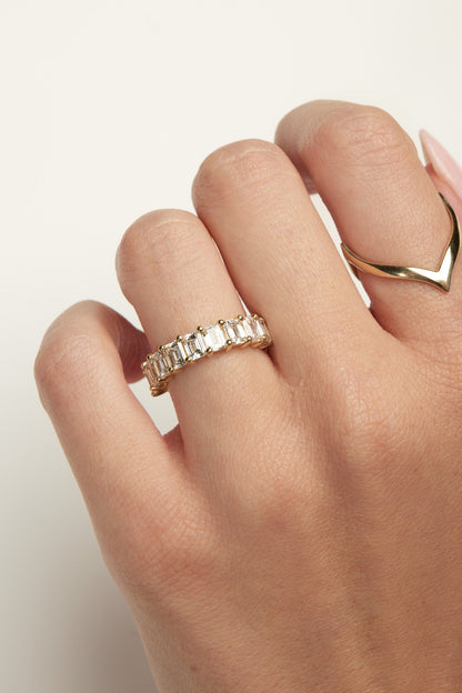 Emerald Diamond Half Band | Gold