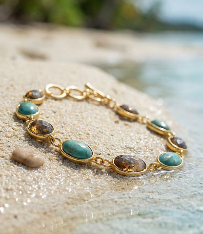 Mixed Turquoise And Gemstone Station Bracelet