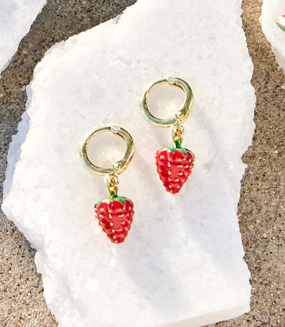 Strawberry Huggie Earrings