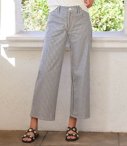 Stripe Cropped Jeans