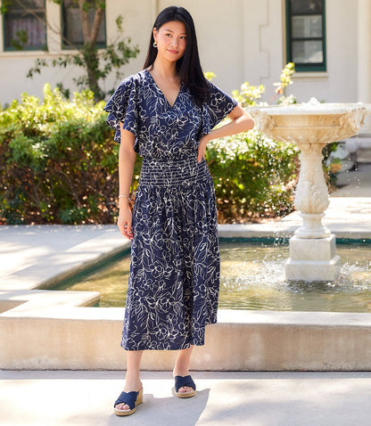 Smocked Waist Midi Skirt