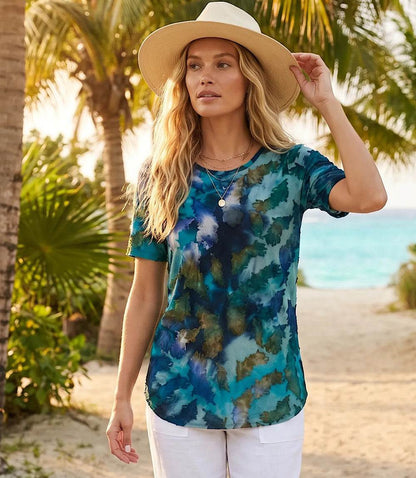 Short Sleeve Burnout Shirttail Top