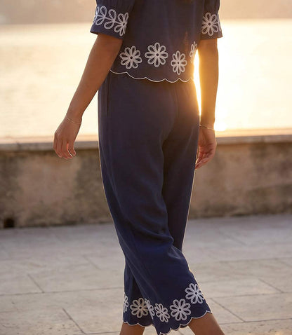 Petite Size Scallop Drawstring Pants