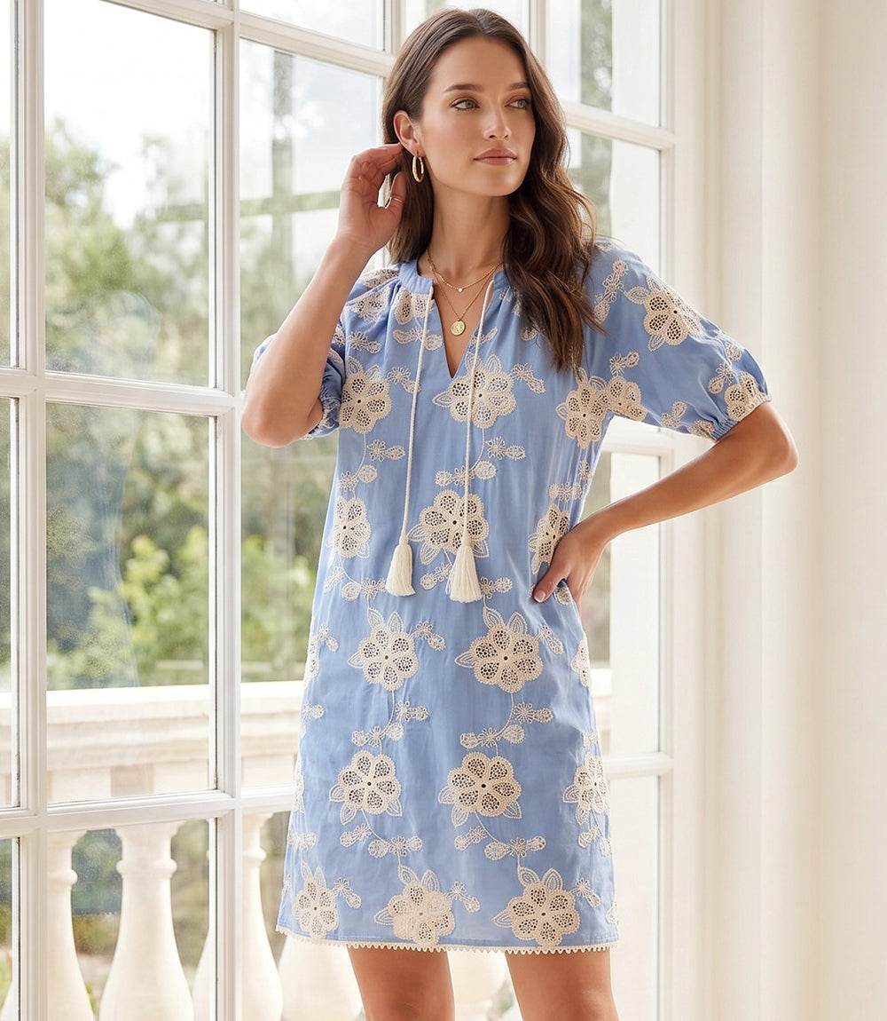 Puff Sleeve Tassel Dress