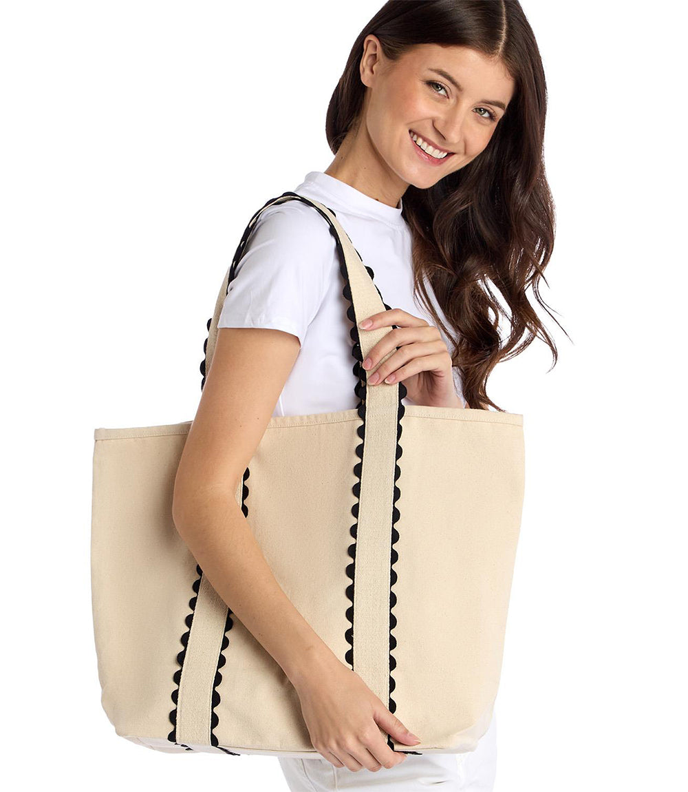 Contrast Trim Canvas Tote Bag