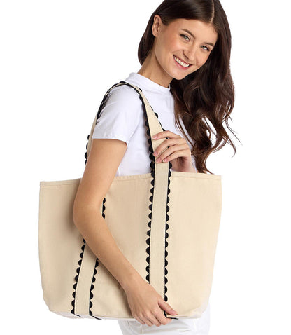 Contrast Trim Canvas Tote Bag