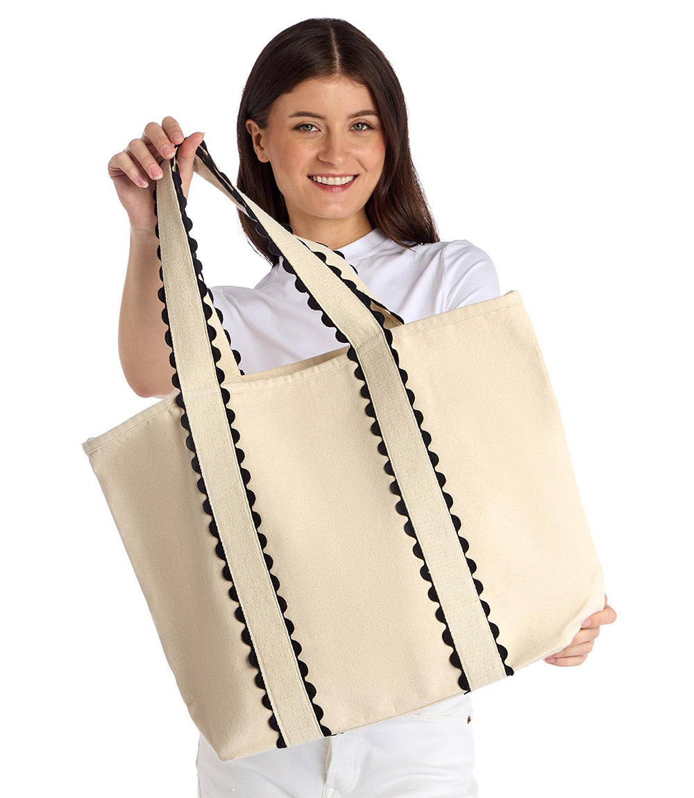 Contrast Trim Canvas Tote Bag