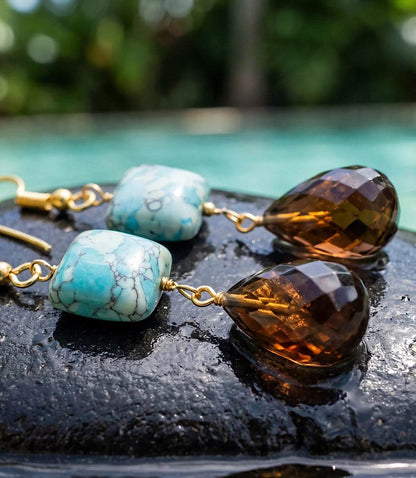 Mixed Turquoise Gemstone Drop Earrings