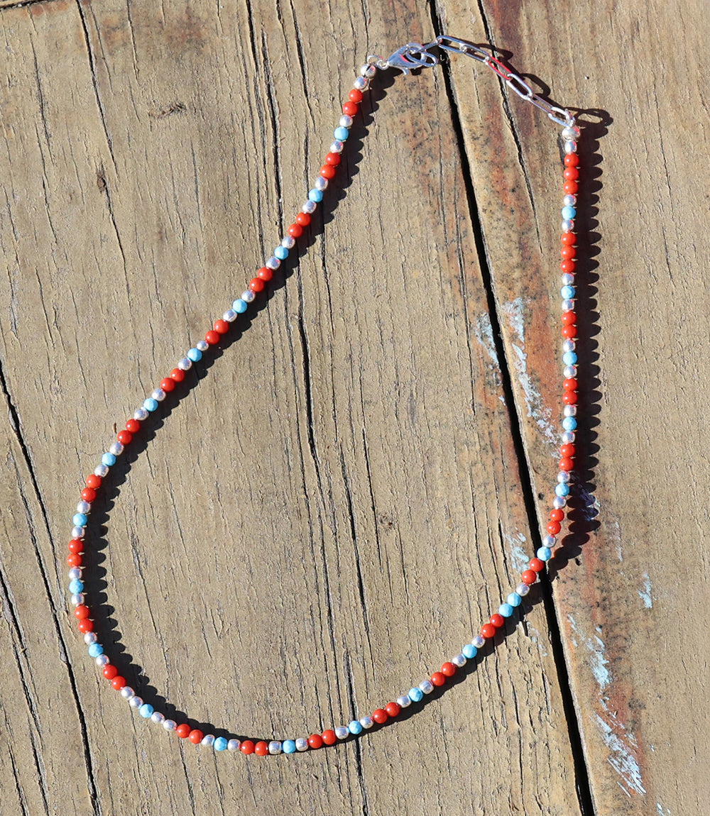 Turquoise And Red Coral Necklace