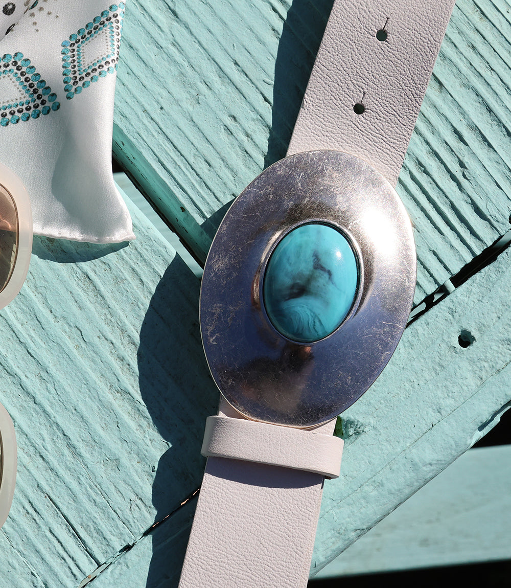 Streets Ahead Turquoise Buckle Leather Belt