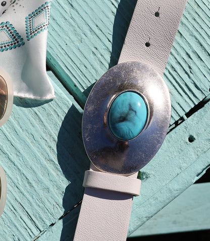 Streets Ahead Turquoise Buckle Leather Belt