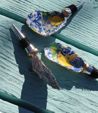 Lemon Tile Oyster Shell Wine Stopper