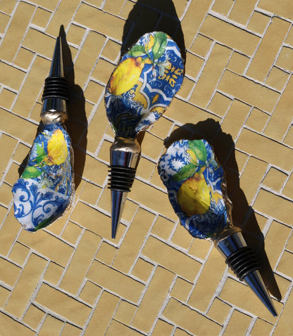 Lemon Tile Oyster Shell Wine Stopper
