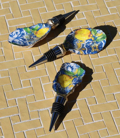 Lemon Tile Oyster Shell Wine Stopper