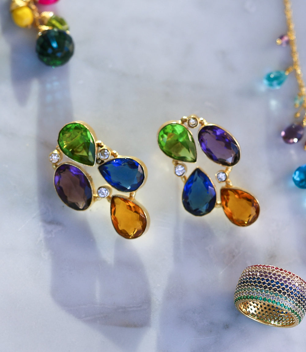 Organic Shape Gemstone Earrings
