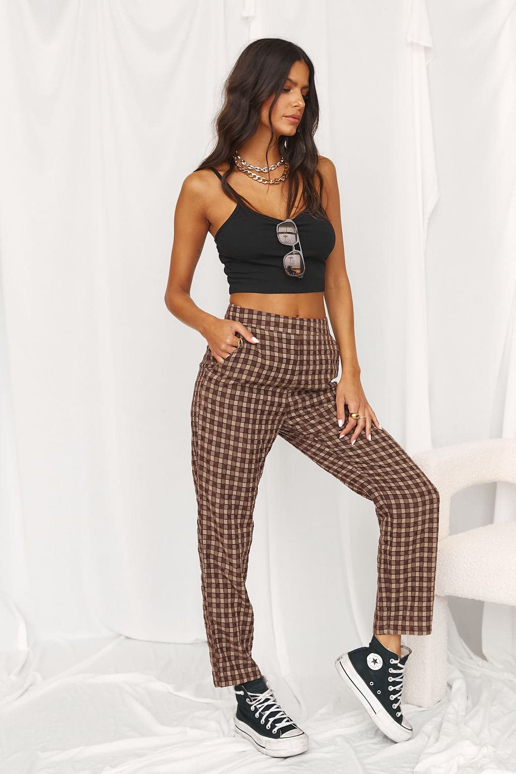 Bishop Brown Checkered Trousers