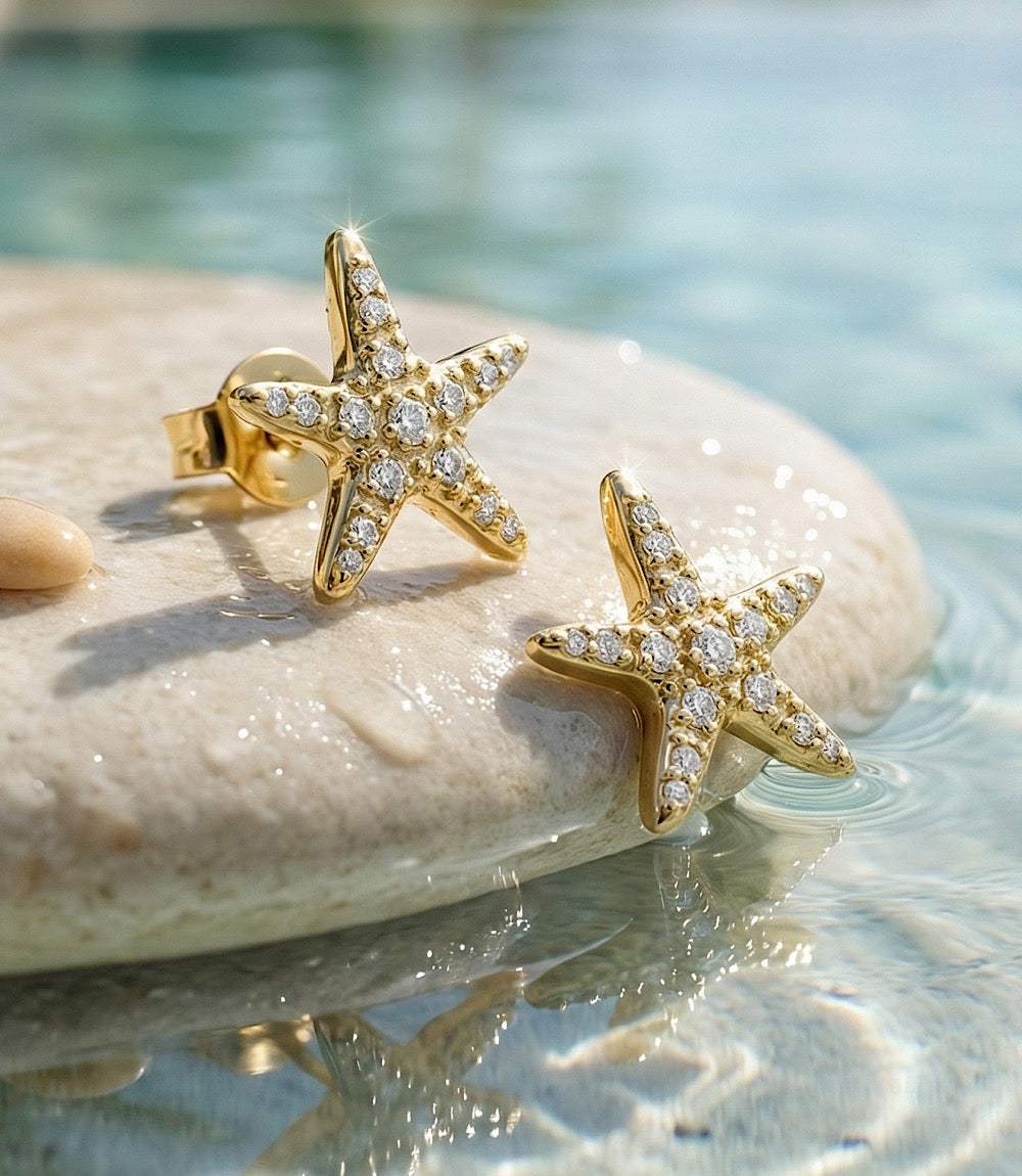 Pavé Starfish Stud Earrings