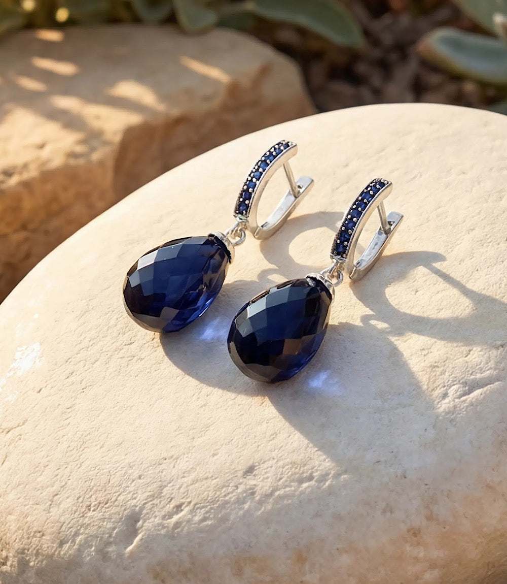 Sapphire Stone Huggie Earrings