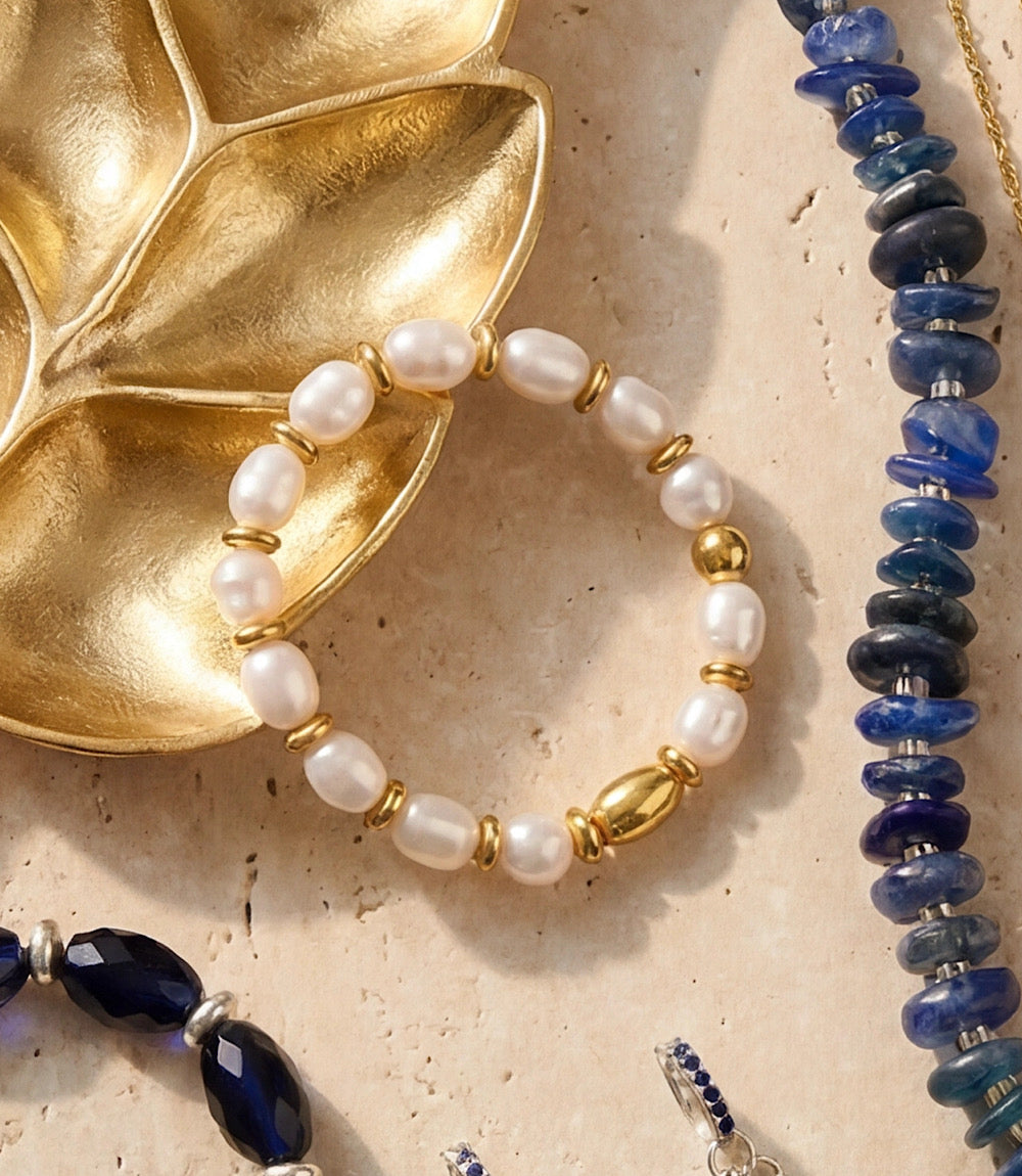 Pearl And Gold Toggle Bracelet