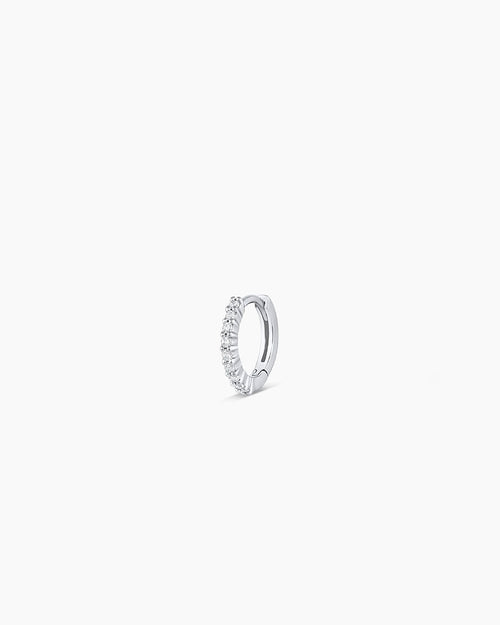 14K White Gold Diamond Pavé Single Huggie