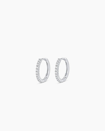 14K White Gold Diamond Pavé Huggies