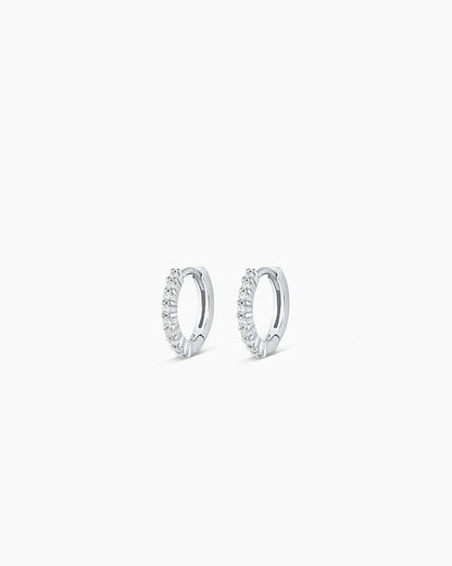 14K White Gold Diamond Pavé Huggies
