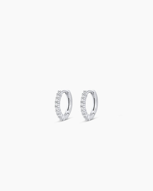 14K White Gold Diamond Pavé Huggies