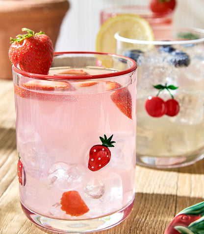 Strawberry Hand-Painted Drinking Glass