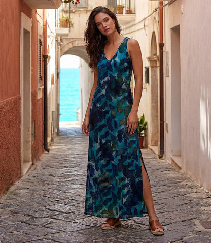 Side-Slit Burnout Maxi Dress