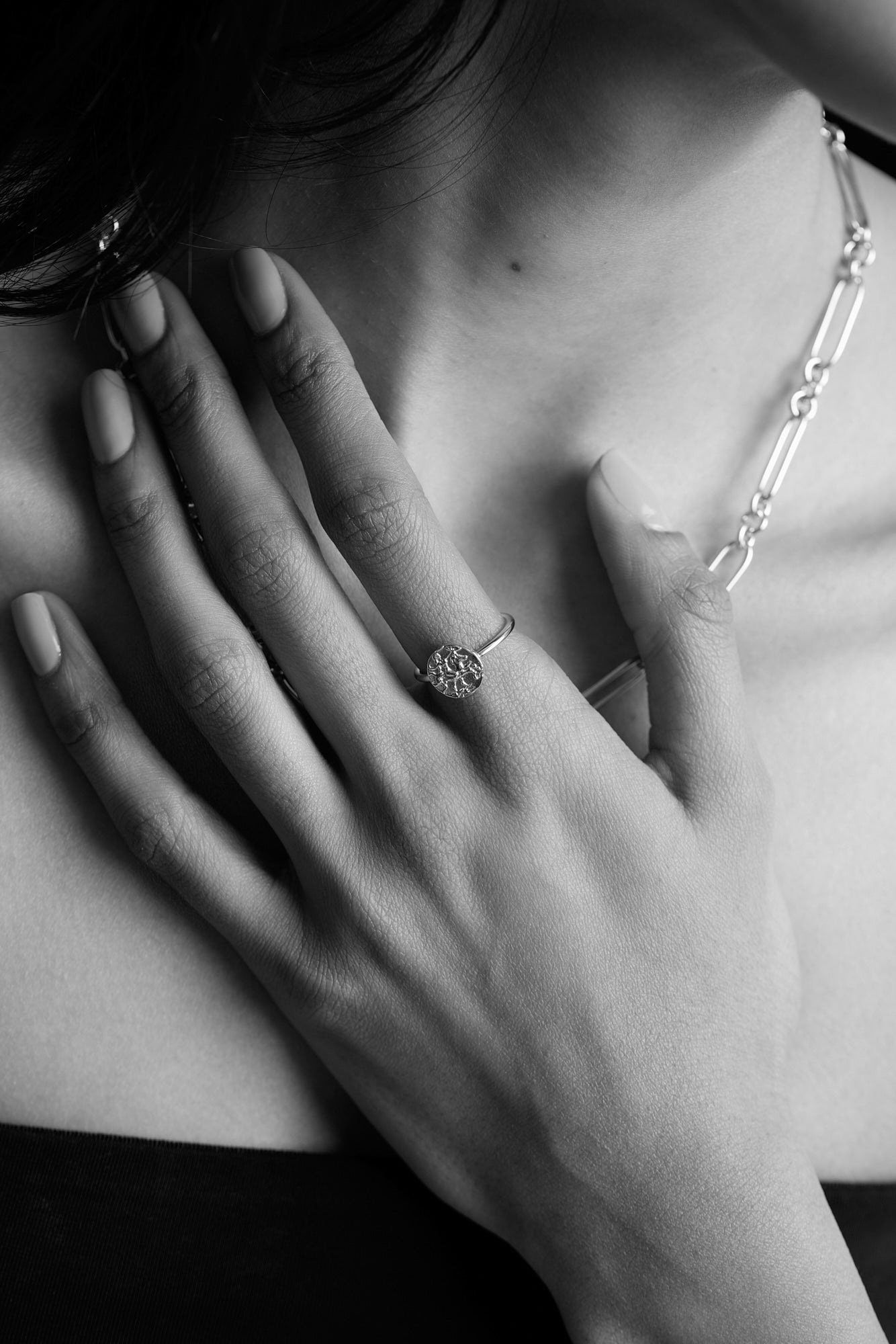 Mini Coin Ring | Silver or 9K White Gold