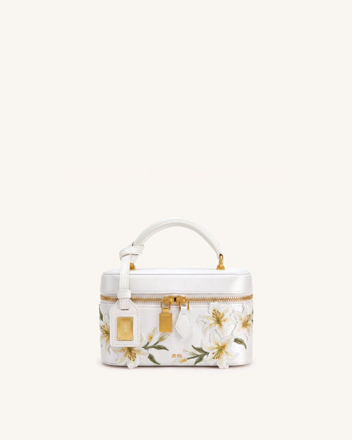 Cleo 刺繡盒形手提包 - 雪白色